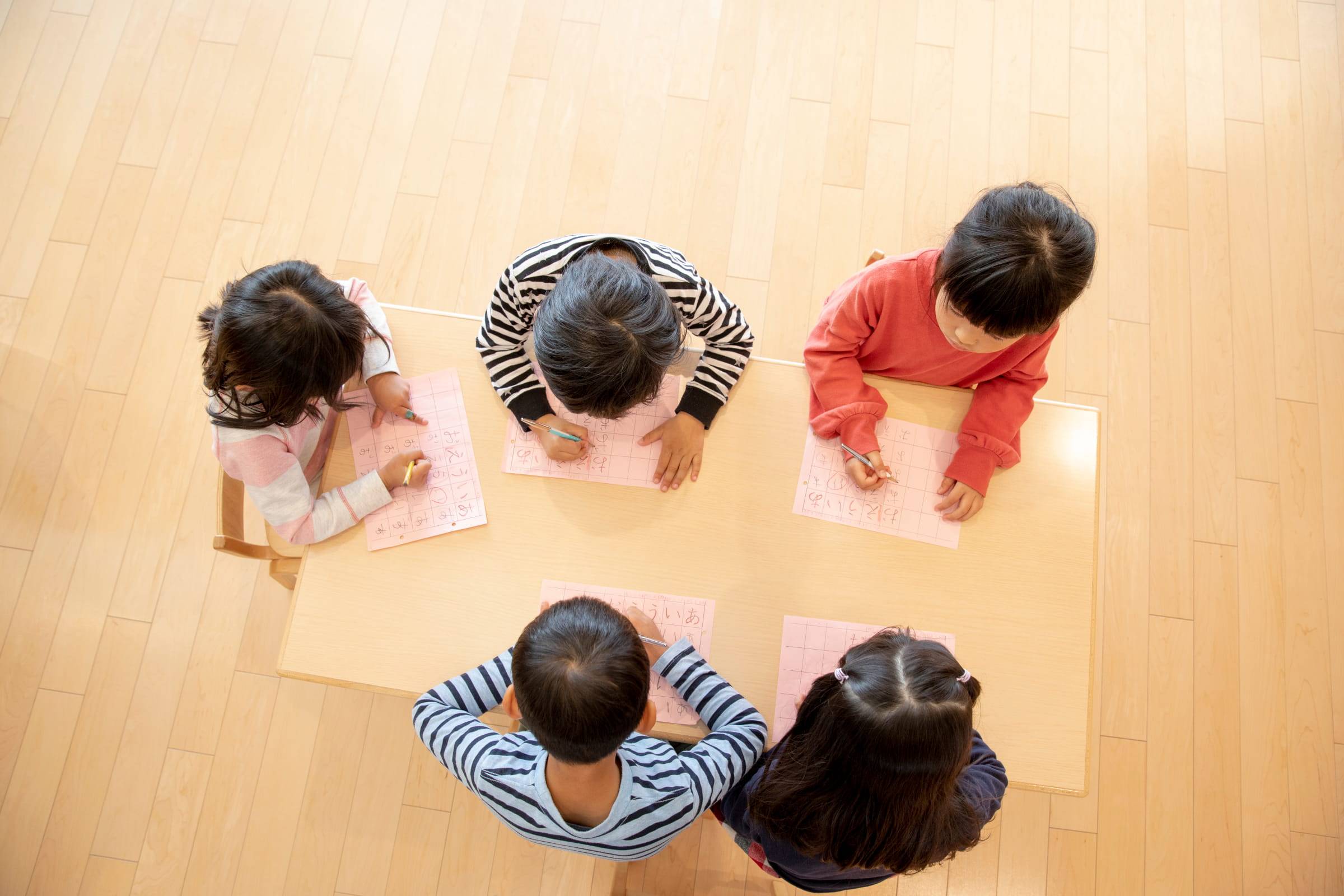 子どもたちを上から見た様子